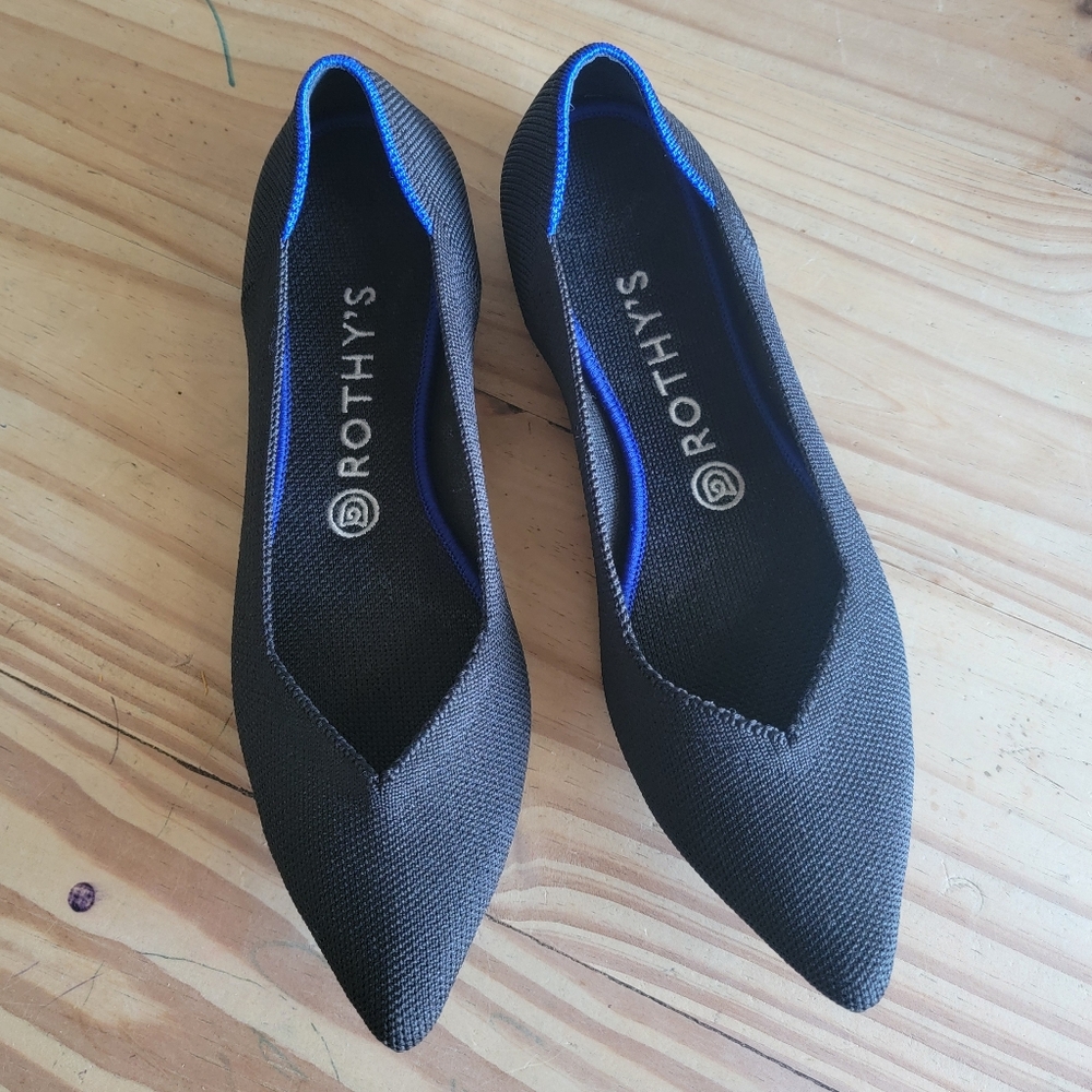 Rothys the pointed flat black comfort slip on flats